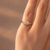 The Solene - 0.5ct/0.7ct/1.0ct Pear-Cut Lab-Grown Diamond Pinky Ring | 14K Solid Gold