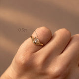 The Solene - 0.5ct/0.7ct/1.0ct Pear-Cut Lab-Grown Diamond Pinky Ring | 14K Solid Gold