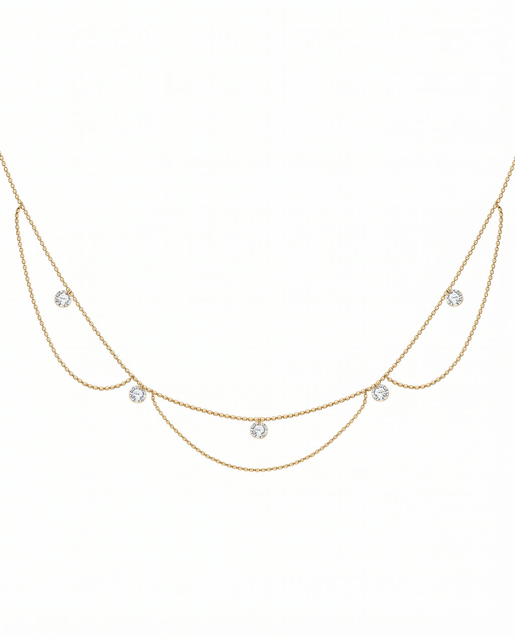 The Thalia - 0.5 Carat Draped Chain 5-Stone Diamond Necklace | Solid Gold
