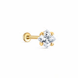 Princess-Cut Lab-Grown Diamond Flat-Back Stud | 14K Solid Gold 0.05ct/0.16ct/0.40ct