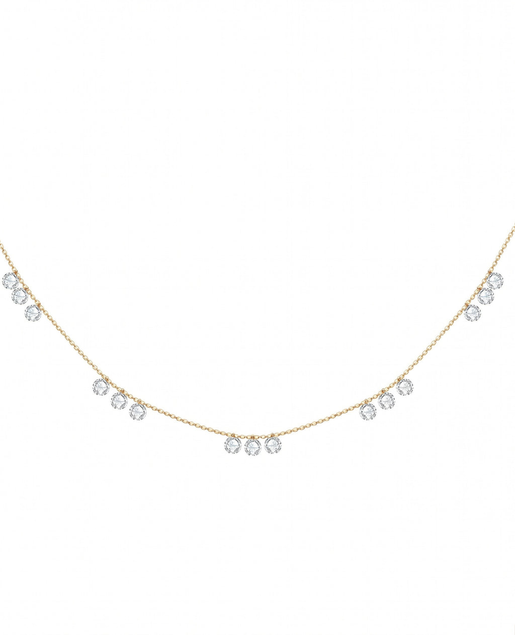 The Aglaia - 1.5 Carat Dangling Diamond Station Necklace | Solid Gold