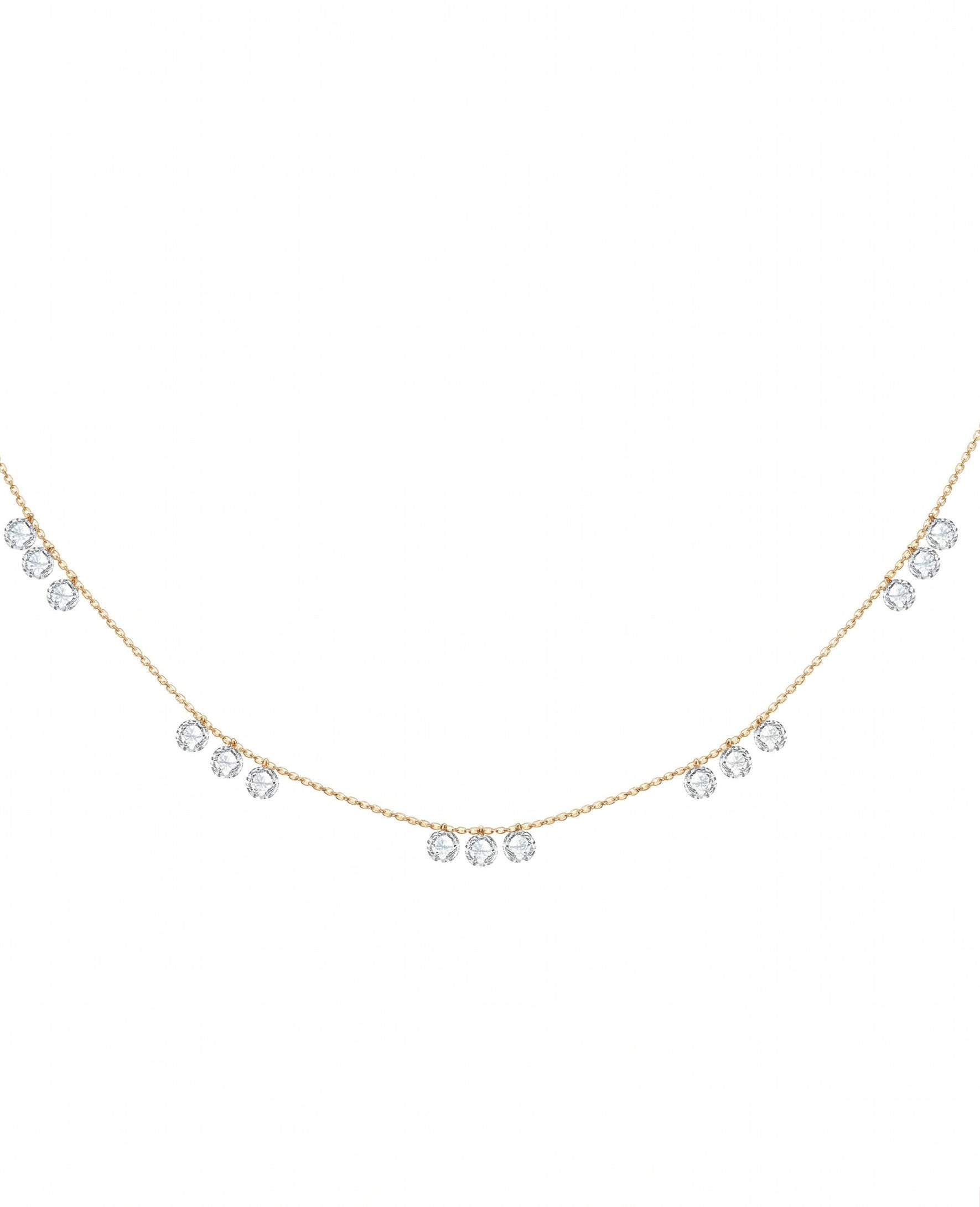 The Aglaia - 1.5 Carat Dangling Diamond Station Necklace | Solid Gold