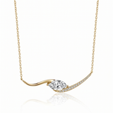 The Elysian - 1 Carat East-West Marquise Wave Diamond Necklace | 14k Solid Gold