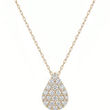 The Eudora - Pavé Diamond Teardrop Pendant Necklace | Solid Gold