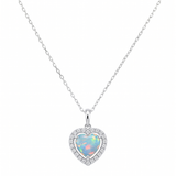 The Lorelei - Opal Diamond Heart Charm Necklace | 14k Solid Gold