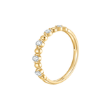 The Stella - Solid Gold Bead Diamond Stacking Thin Ring