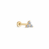 Three-Diamond Cluster Flat-Back Stud | 14K Solid Gold