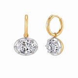 East-West Oval 1ct/2ct/3ct Lab-Grown Diamond Drop Earrings | 10K/14K Solid Gold