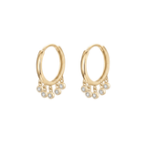 The Ines - 5-Stone Diamond Dangle Huggie Earrings | Solid Gold