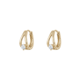 The Maeve - Twisted Diamond Huggie Earrings | Solid Gold