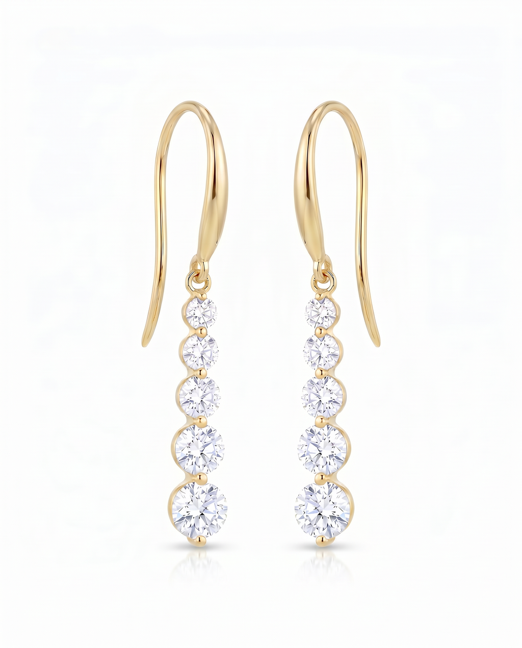 The Alina - 5-Stone Graduating Lab Diamond Drop Earrings | Solid Gold