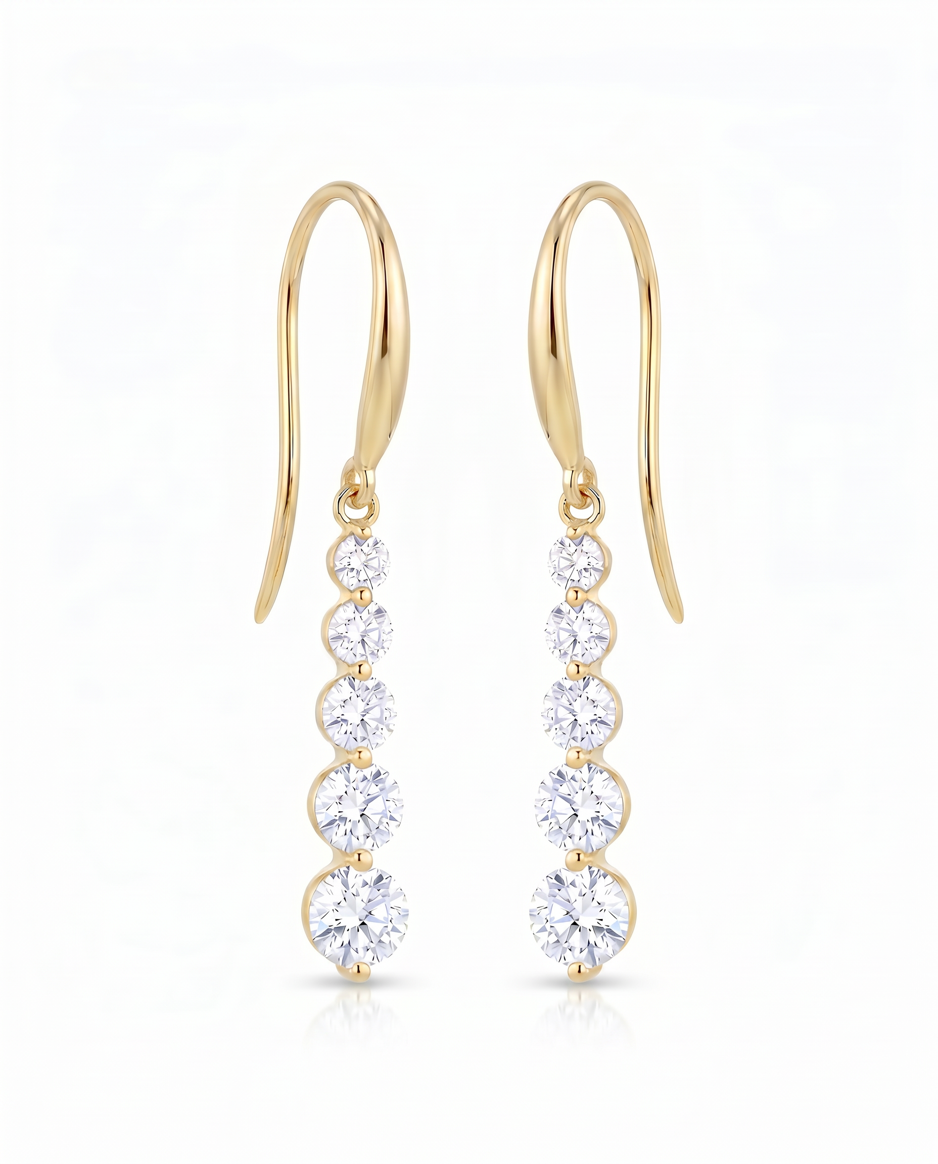 The Alina - 5-Stone Graduating Lab Diamond Drop Earrings | Solid Gold