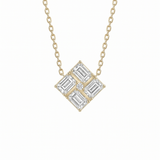 The Tessera - Geometric Emerald Cut Diamond Cluster Necklace | Solid Gold