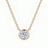 The Vesta - Bezel Set Round Lab Diamond Solitaire Necklace | Solid Gold
