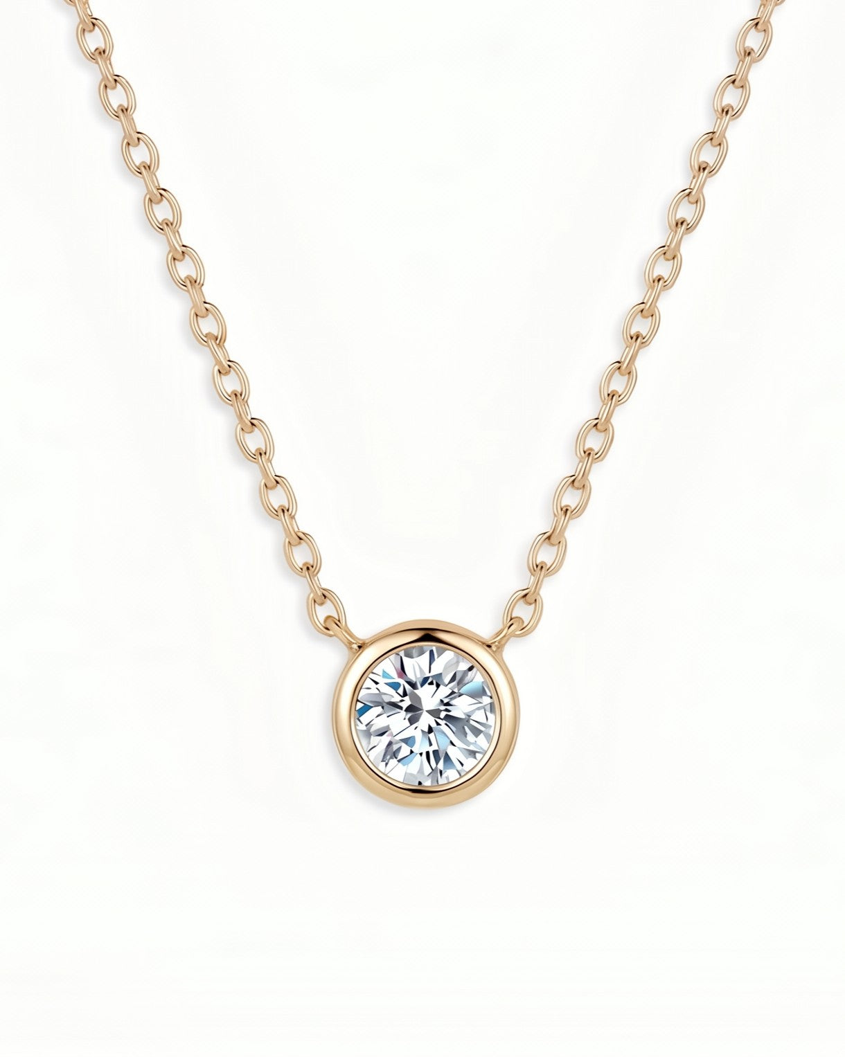 The Vesta - Bezel Set Round Lab Diamond Solitaire Necklace | Solid Gold