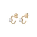 The Romy - Diamond Open Hoop Studs | Solid Gold
