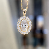 Oval Halo Lab-Grown Diamond Pendant - Vertical or East-West | 10K/14K Solid Gold