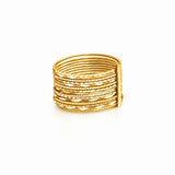 15-Band Textured Stacking Ring | 10K/14K Solid Gold