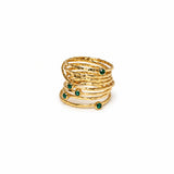Multi-Band Bezel Gemstone Wrap Ring | 14K Gold Vermeil