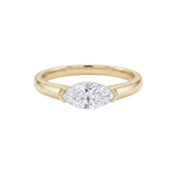 1 Carat Marquise Lab Diamond East-West Solitaire Ring | 14K Solid Gold IGI Certified
