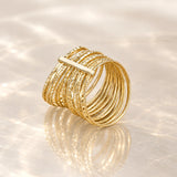 15-Band Textured Stacking Ring | 10K/14K Solid Gold
