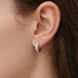 The Maia - Double Row Pave Diamond Huggie Hoops | Solid Gold