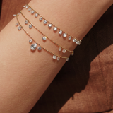 The Aster - Floating Lab Diamonds Beaded Chain Bracelets | 14k Solid Gold