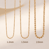 Beaded Ball Chain Necklace for Charms 1.2–2.0mm | 14K Solid Gold