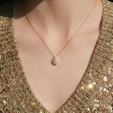 The Eudora - Pavé Diamond Teardrop Pendant Necklace | Solid Gold