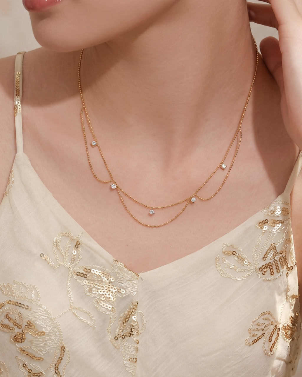 The Thalia - 0.5 Carat Draped Chain 5-Stone Diamond Necklace | Solid Gold