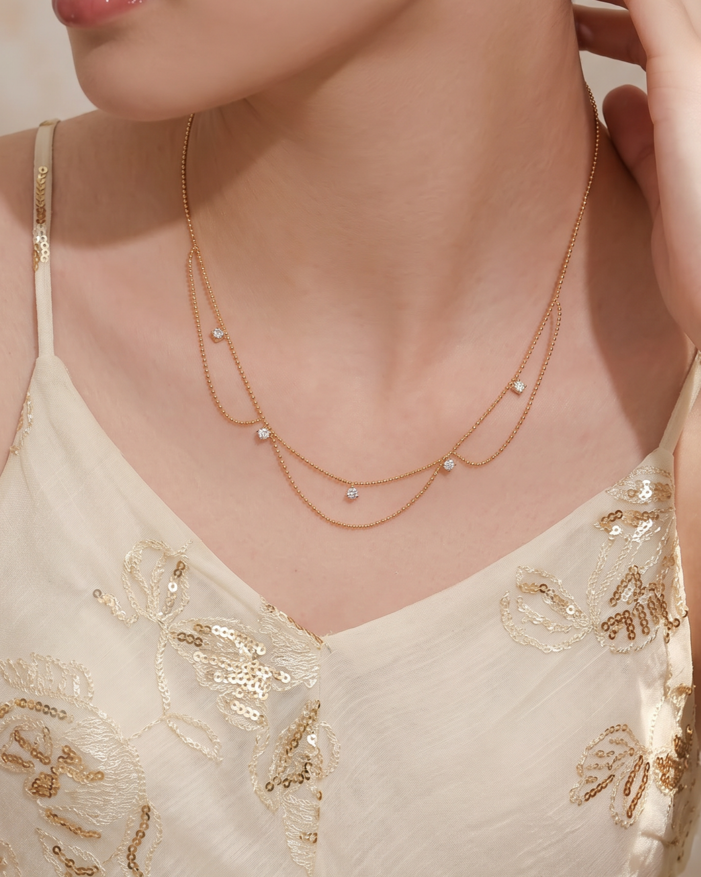 The Thalia - 0.5 Carat Draped Chain 5-Stone Diamond Necklace | Solid Gold
