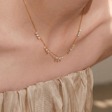The Aglaia - 1.5 Carat Dangling Diamond Station Necklace | Solid Gold