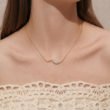 The Elysian - 1 Carat East-West Marquise Wave Diamond Necklace | 14k Solid Gold