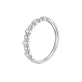 The Stella - Solid Gold Bead Diamond Stacking Thin Ring