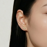 The Psyche - Pavé Diamond Butterfly Stud | Solid Gold