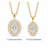 Oval Halo Lab-Grown Diamond Pendant - Vertical or East-West | 10K/14K Solid Gold