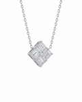 The Tessera - Geometric Emerald Cut Diamond Cluster Necklace | Solid Gold