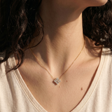 The Tessera - Geometric Emerald Cut Diamond Cluster Necklace | Solid Gold