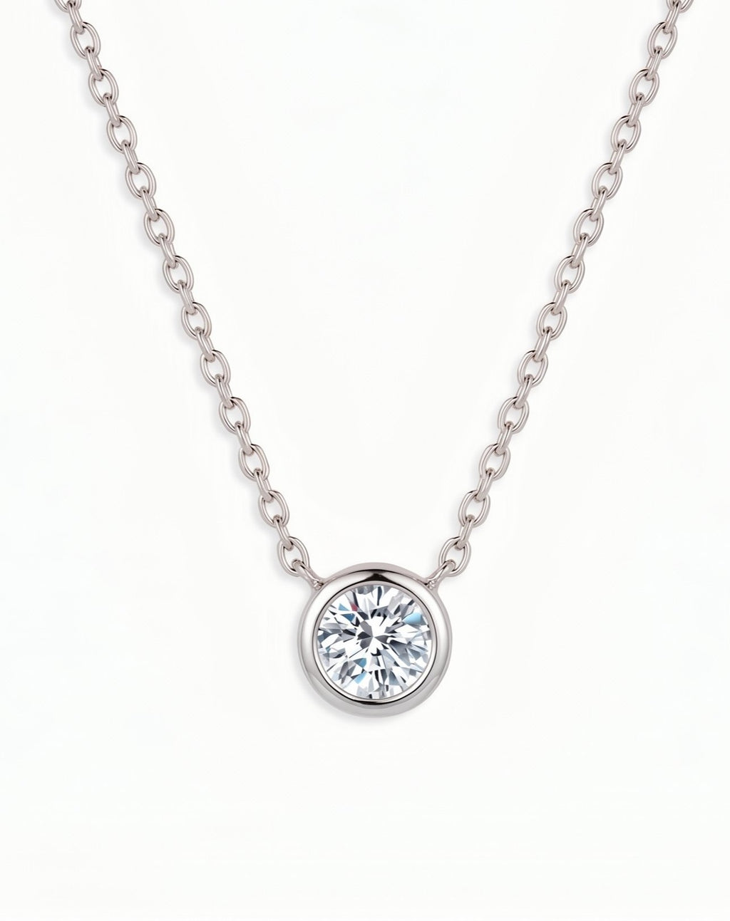 The Vesta - Bezel Set Round Lab Diamond Solitaire Necklace | Solid Gold