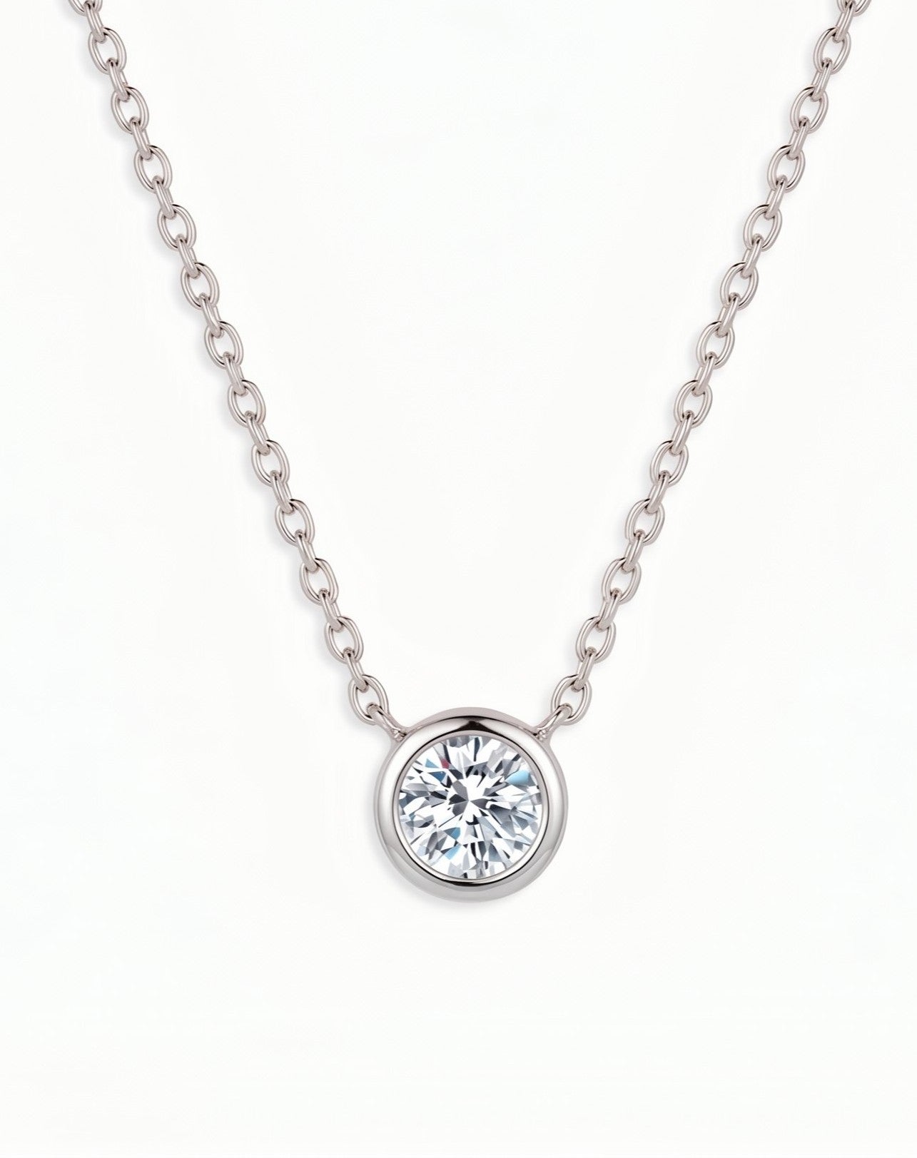 The Vesta - Bezel Set Round Lab Diamond Solitaire Necklace | Solid Gold