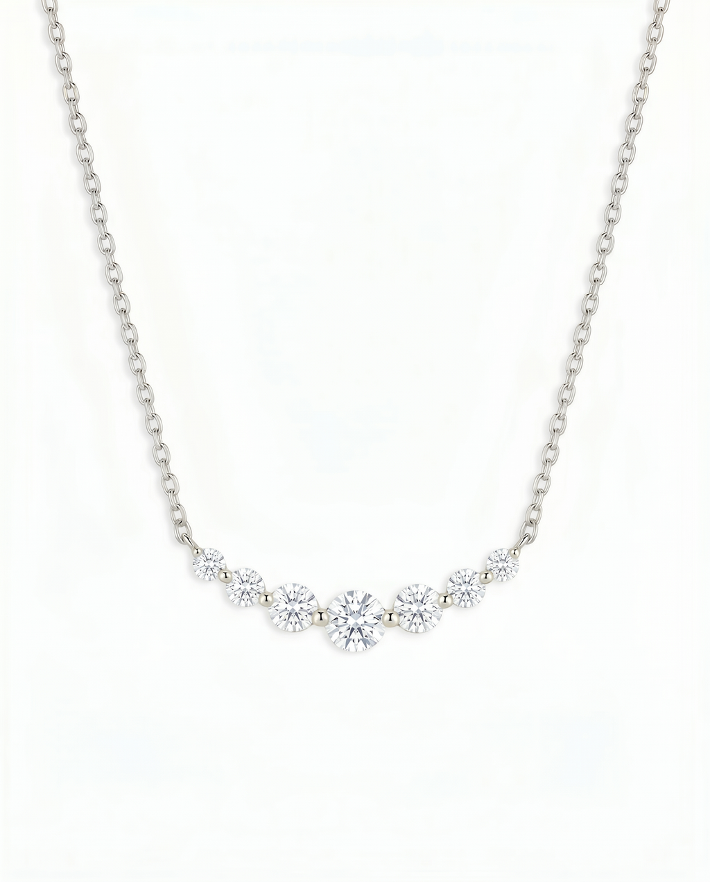 The Serena - 7 Stone Graduating Diamond Smile Necklace | Solid Gold