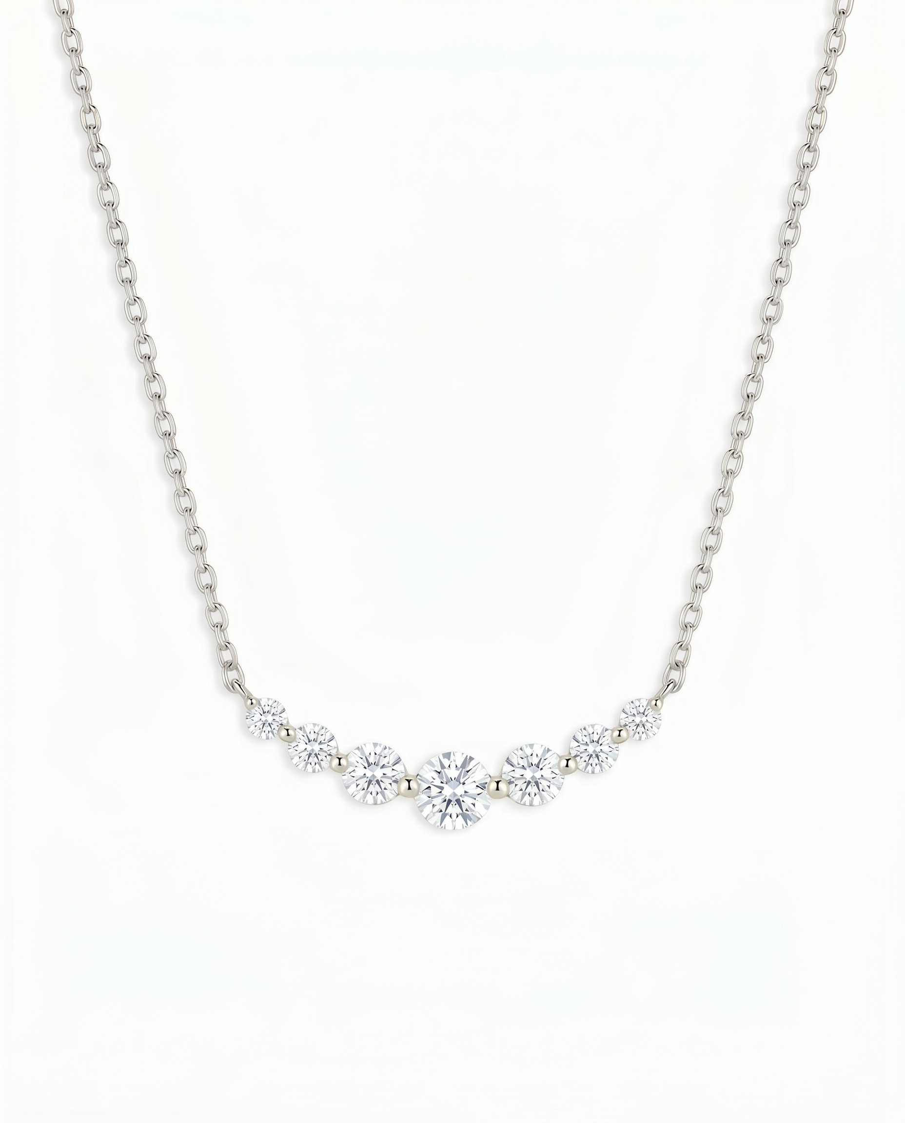 The Serena - 7 Stone Graduating Diamond Smile Necklace | Solid Gold
