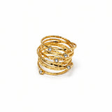 Multi-Band Bezel Gemstone Wrap Ring | 14K Gold Vermeil