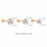 Princess-Cut Lab-Grown Diamond Flat-Back Stud | 14K Solid Gold 0.05ct/0.16ct/0.40ct