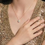 The Eudora - Pavé Diamond Teardrop Pendant Necklace | Solid Gold