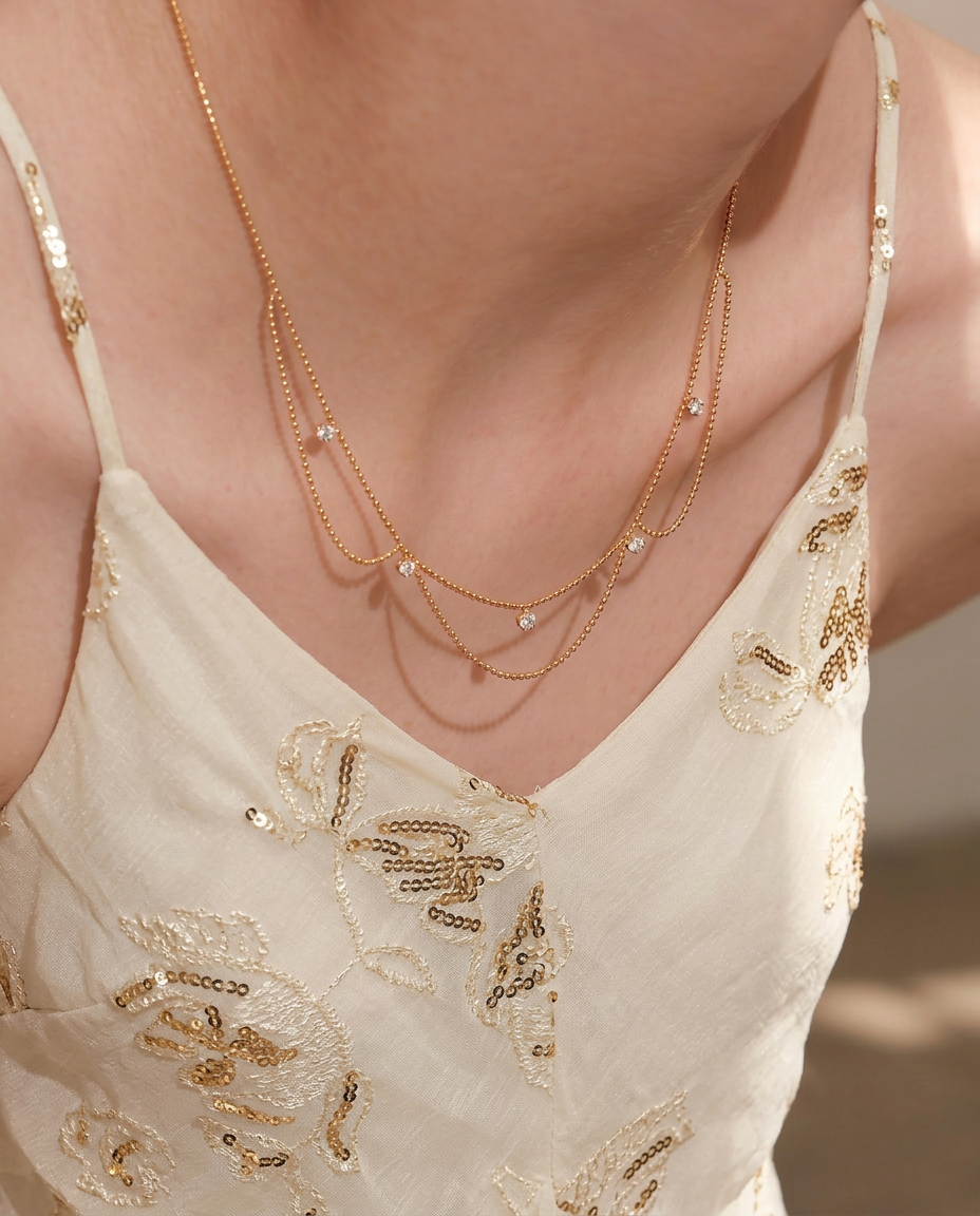 The Thalia - 0.5 Carat Draped Chain 5-Stone Diamond Necklace | Solid Gold