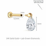 Pear-Cut Lab-Grown Diamond Flat-Back Stud | 14K Solid Gold 0.13ct/0.33ct/0.5ct-IGI