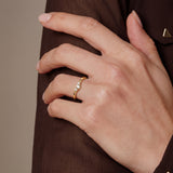 The Vesper - 3-Stone Chevron Ring | Nesting Band Solid Gold