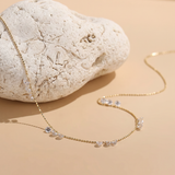 The Aglaia - 1.5 Carat Dangling Diamond Station Necklace | Solid Gold