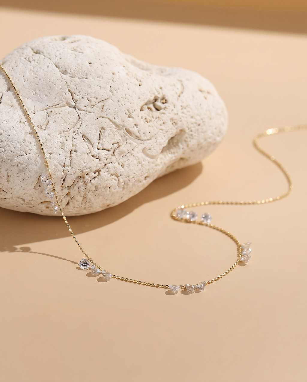 The Aglaia - 1.5 Carat Dangling Diamond Station Necklace | Solid Gold